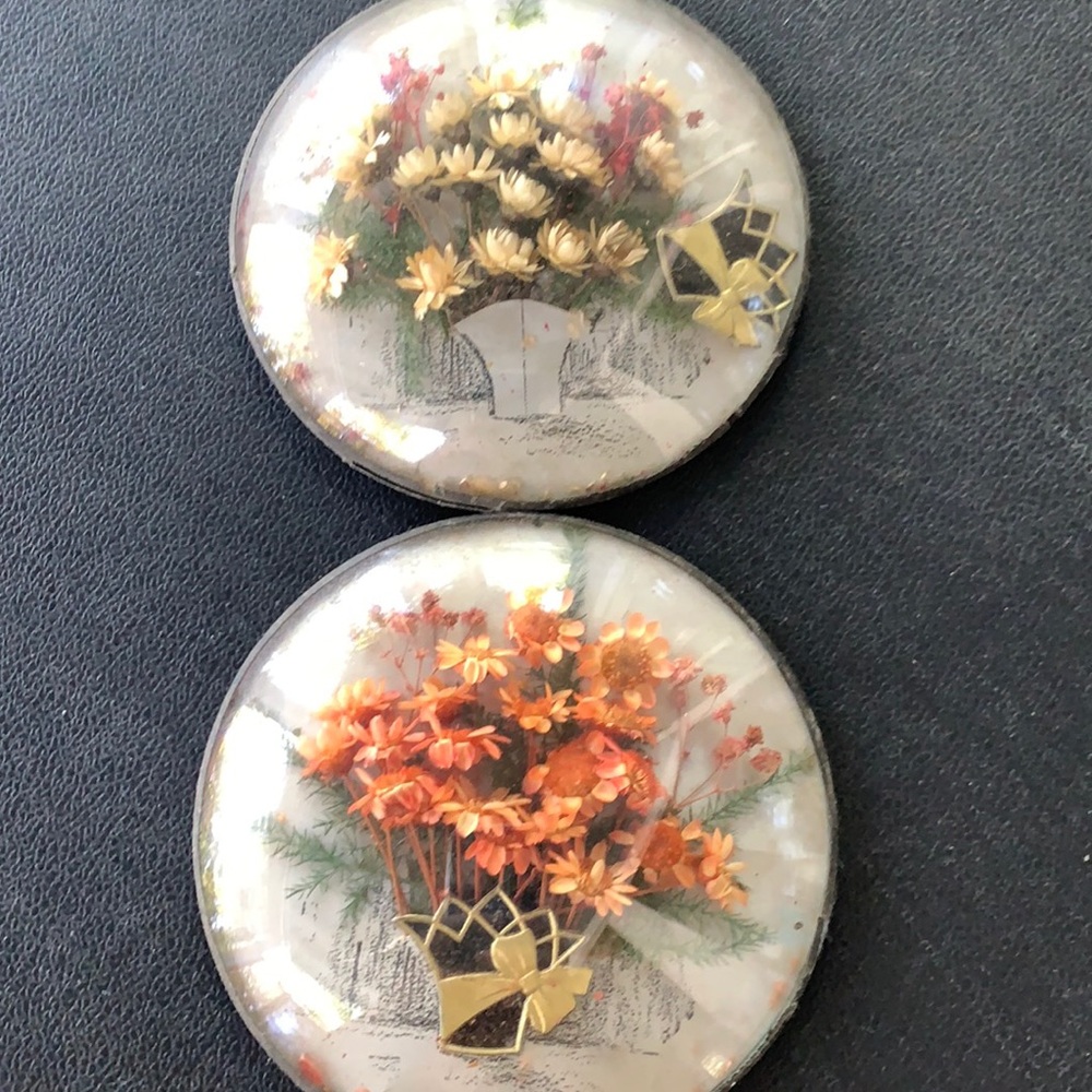 Vintage dry flower art in  glass dome frames